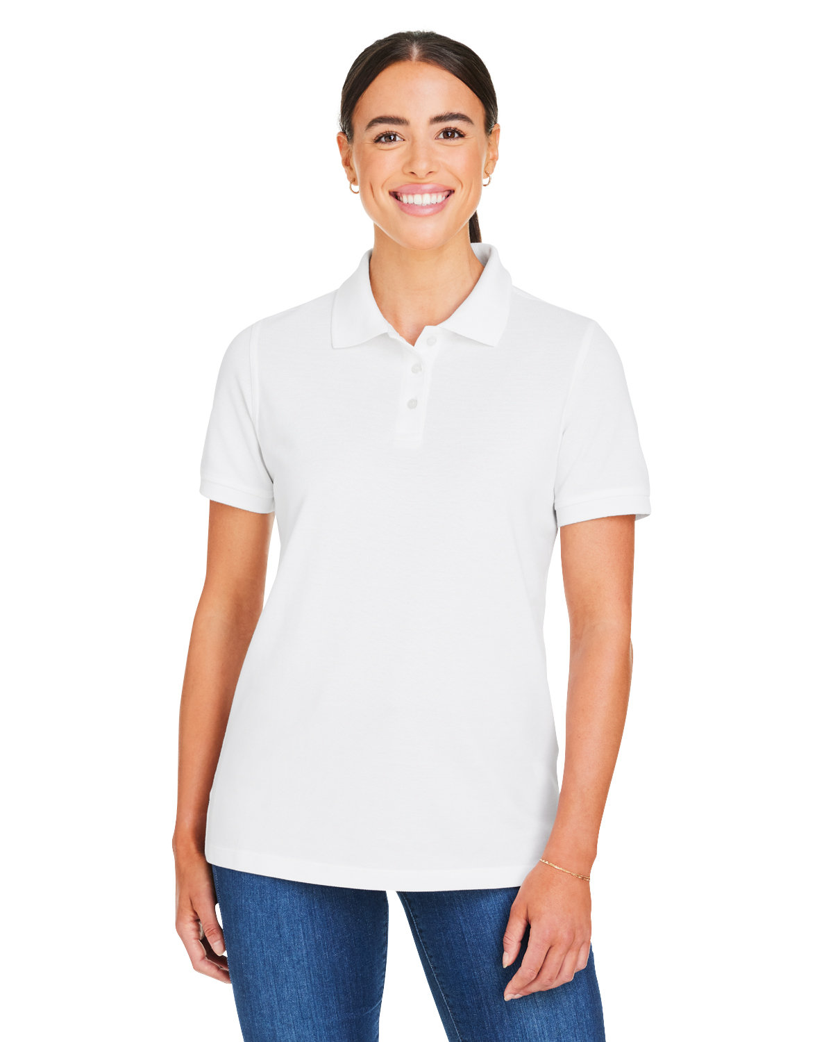 Harriton Ladies' Valiant Cotton Snag Protect Polo